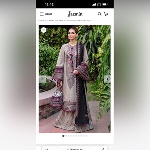 Embroidered Beige and Black Outfit